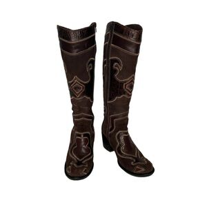 Apepazza Brown Suede/Leather Heeled Western Cowboy Boots Sz 7/7.5